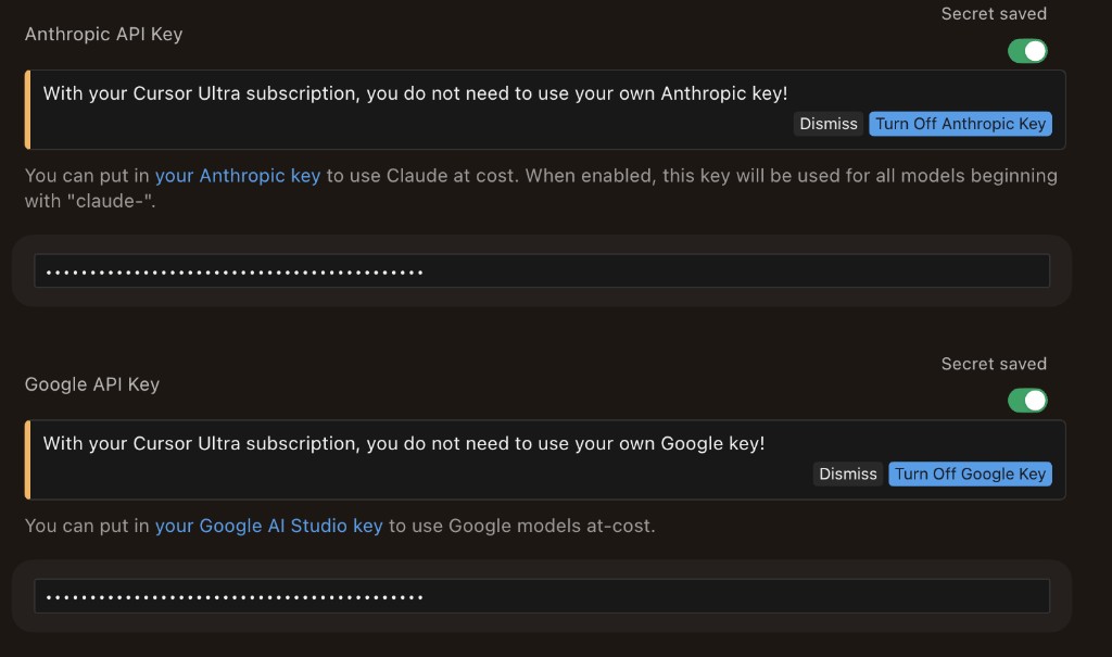 Anthropic and Google enabled with the same Straitly key